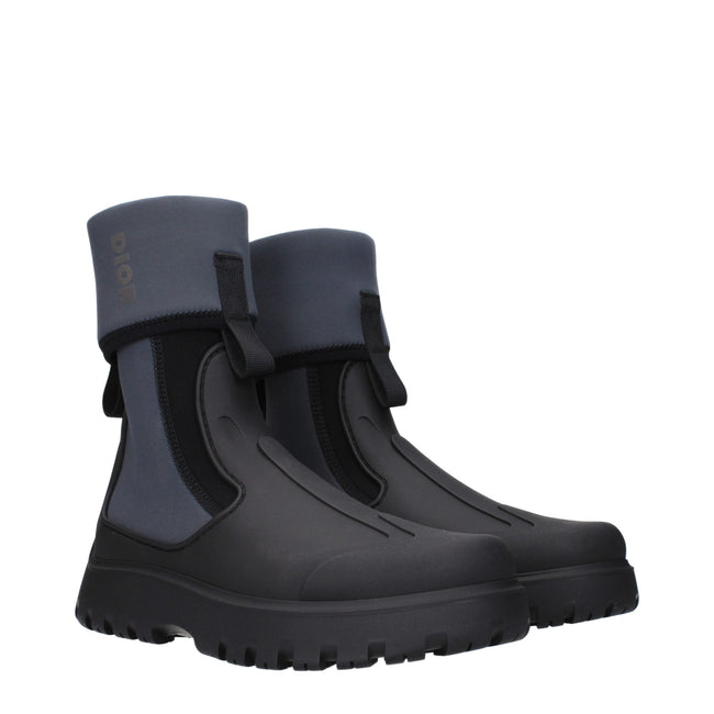 Christian Dior Black Cotton Ankle Boots Christian Dior