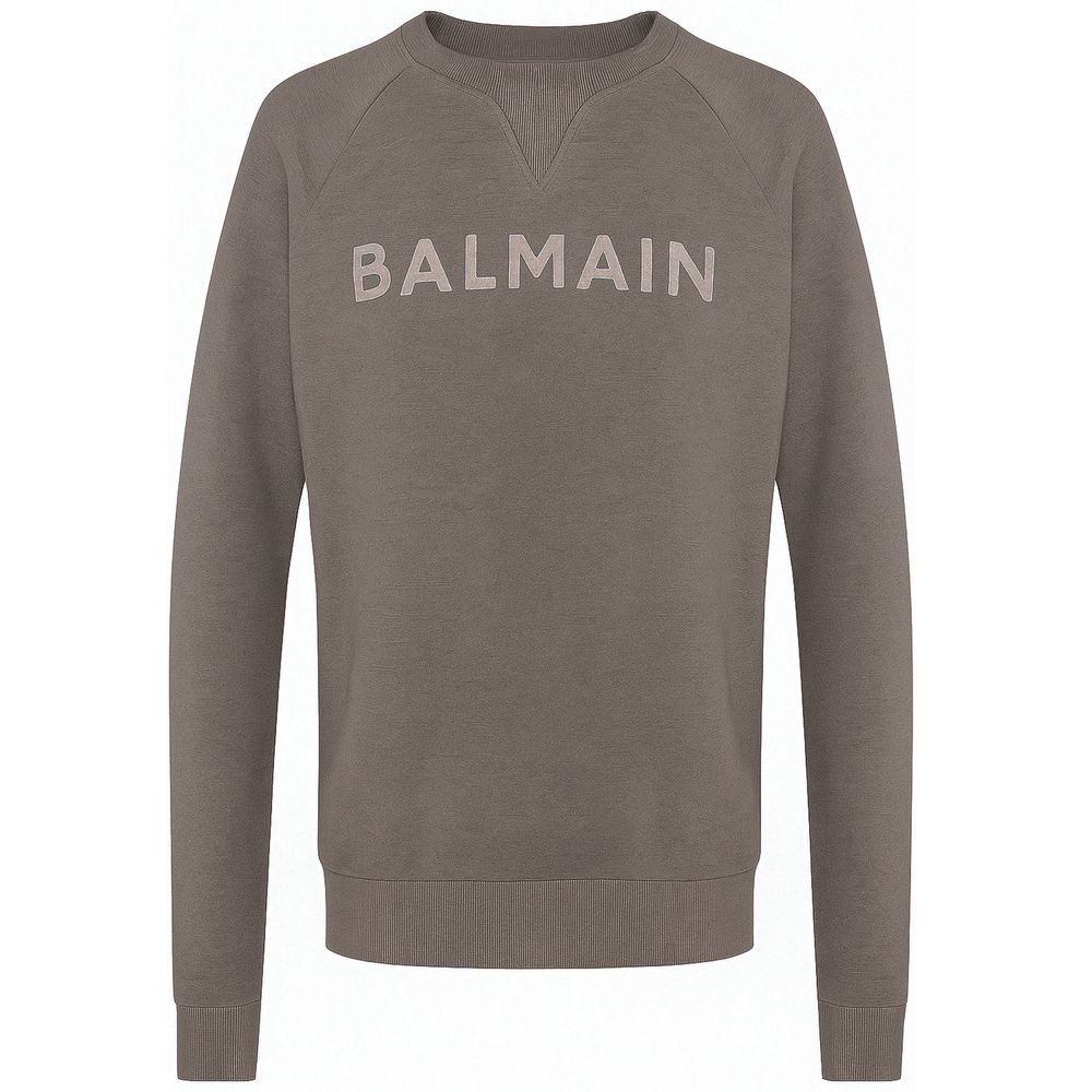 Balmain Gray Cotton Men Sweater Balmain
