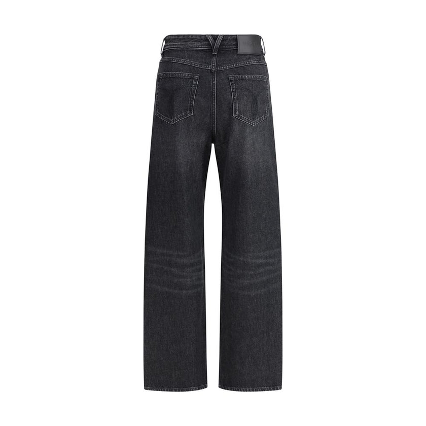 Versace Black Cotton Relaxed Fit Jeans Versace