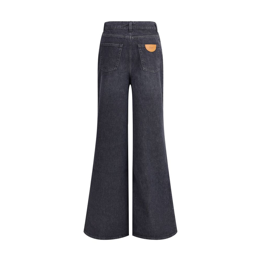 Chloé Black Cotton Flared Jeans Chloé