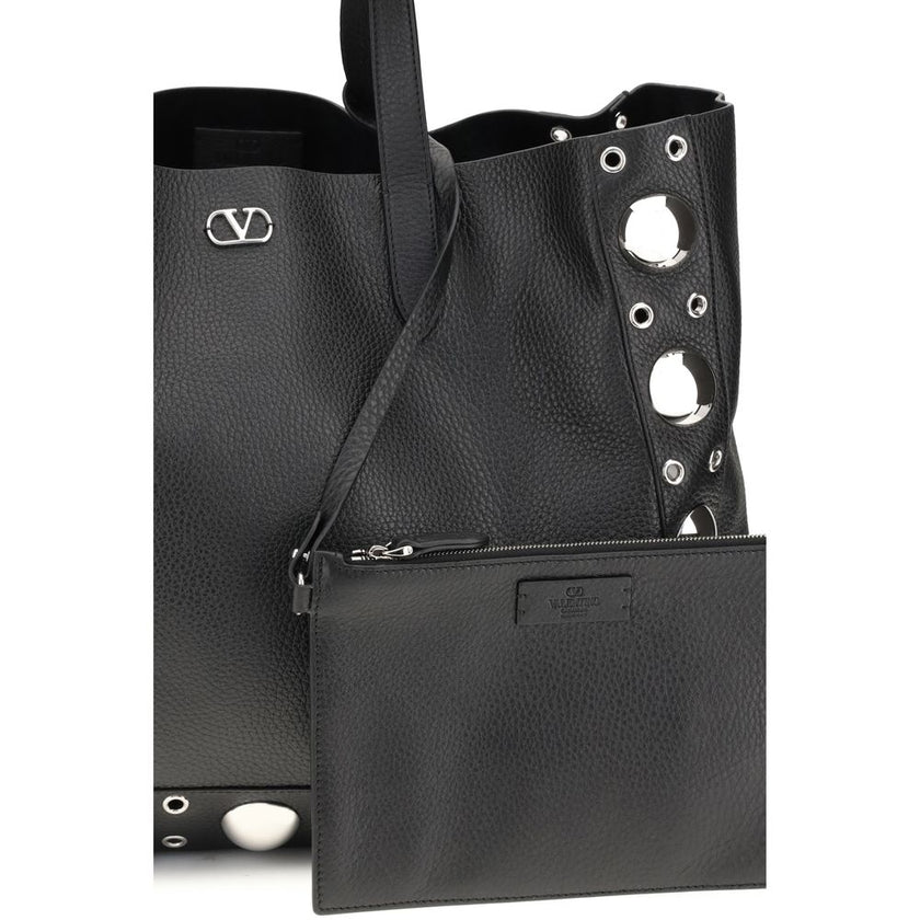 Valentino Garavani Black Calf Leather Bos Taurus Shoulder Bag Valentino Garavani