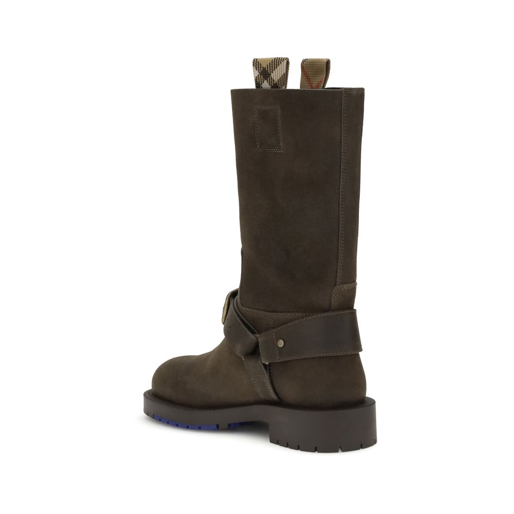 Burberry Suede Saddle Ankle Boots Burberry
