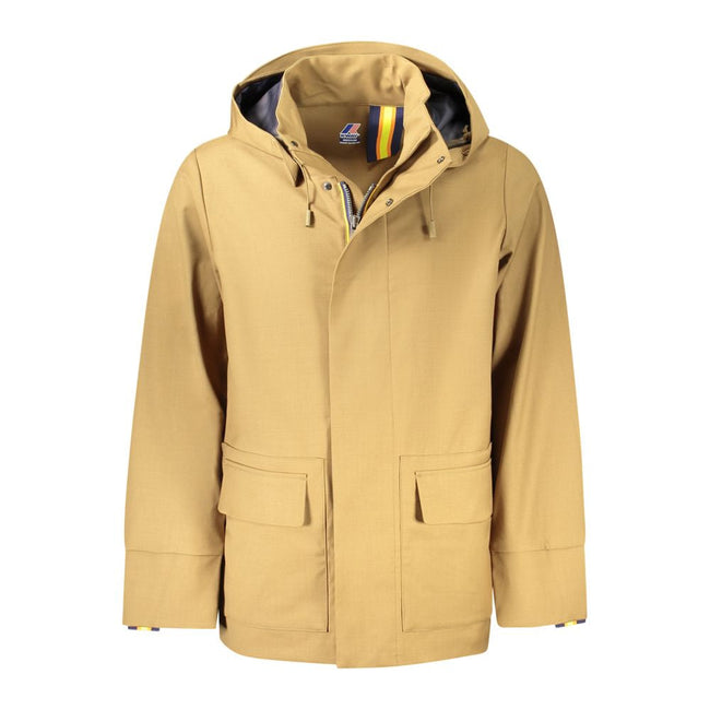 K-WAY Brown Wool Men's Trench Coat K-WAY