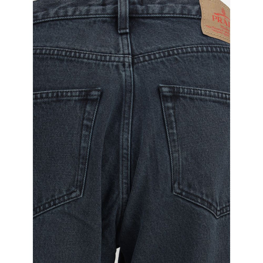 Prada Black Cotton Straight-Leg Jeans Prada