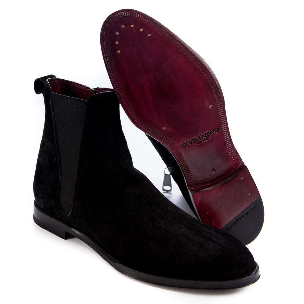 Dolce & Gabbana Black Calfskin Men Ankle Boot Dolce & Gabbana