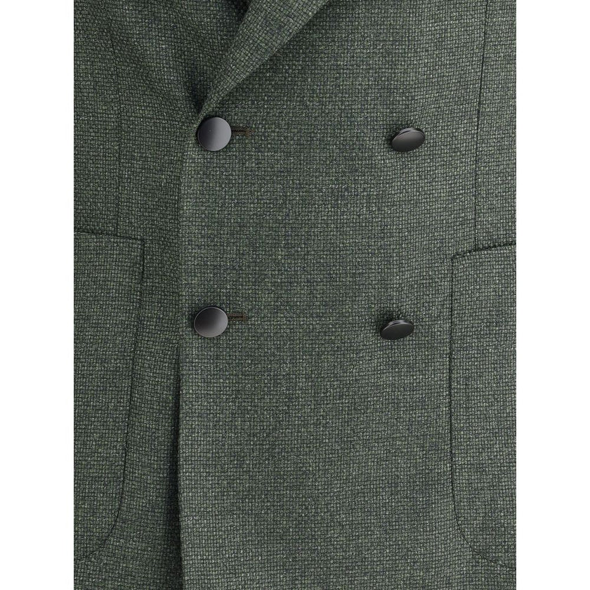 Tagliatore Green Fleece Wool Blazer Tagliatore