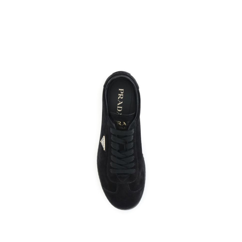 Prada Black Calf Leather Bos Taurus Low Top Sneakers Prada