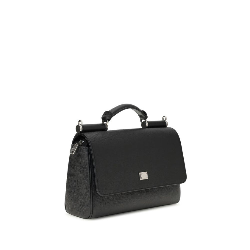 Dolce & Gabbana Black Calf Leather Bos Taurus Shoulder Bag Dolce & Gabbana