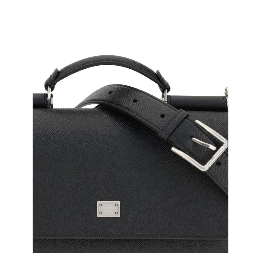Dolce & Gabbana Black Calf Leather Bos Taurus Shoulder Bag Dolce & Gabbana