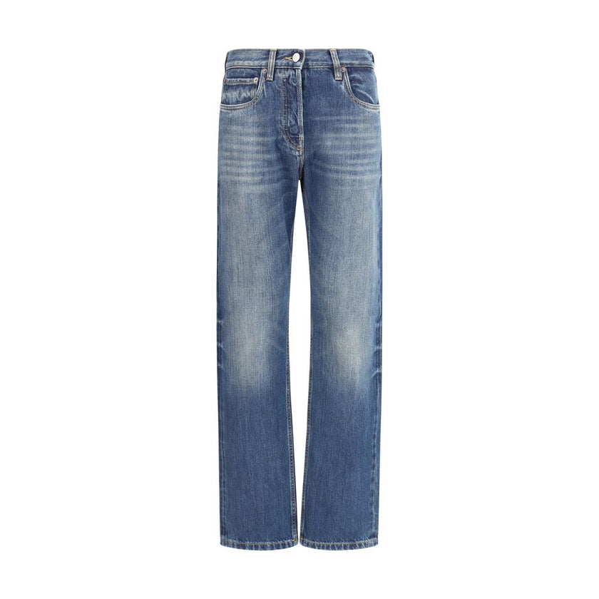 Prada Blue Cotton Straight-Leg Jeans Prada
