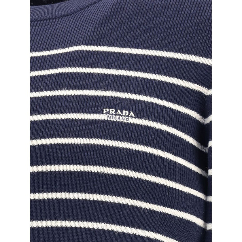 Prada Blue Fleece Wool Sweatshirt Prada