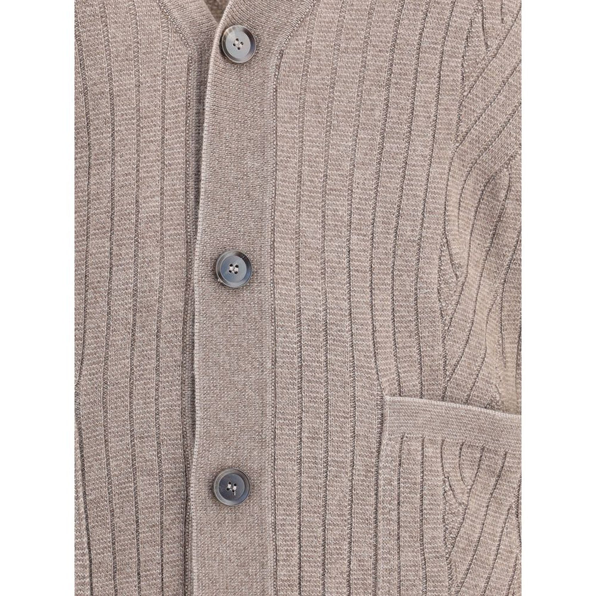 Brioni Brown Wool Cardigan Brioni