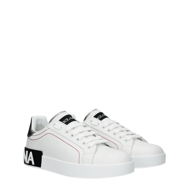 Dolce & Gabbana White Leather Low Tops Dolce & Gabbana
