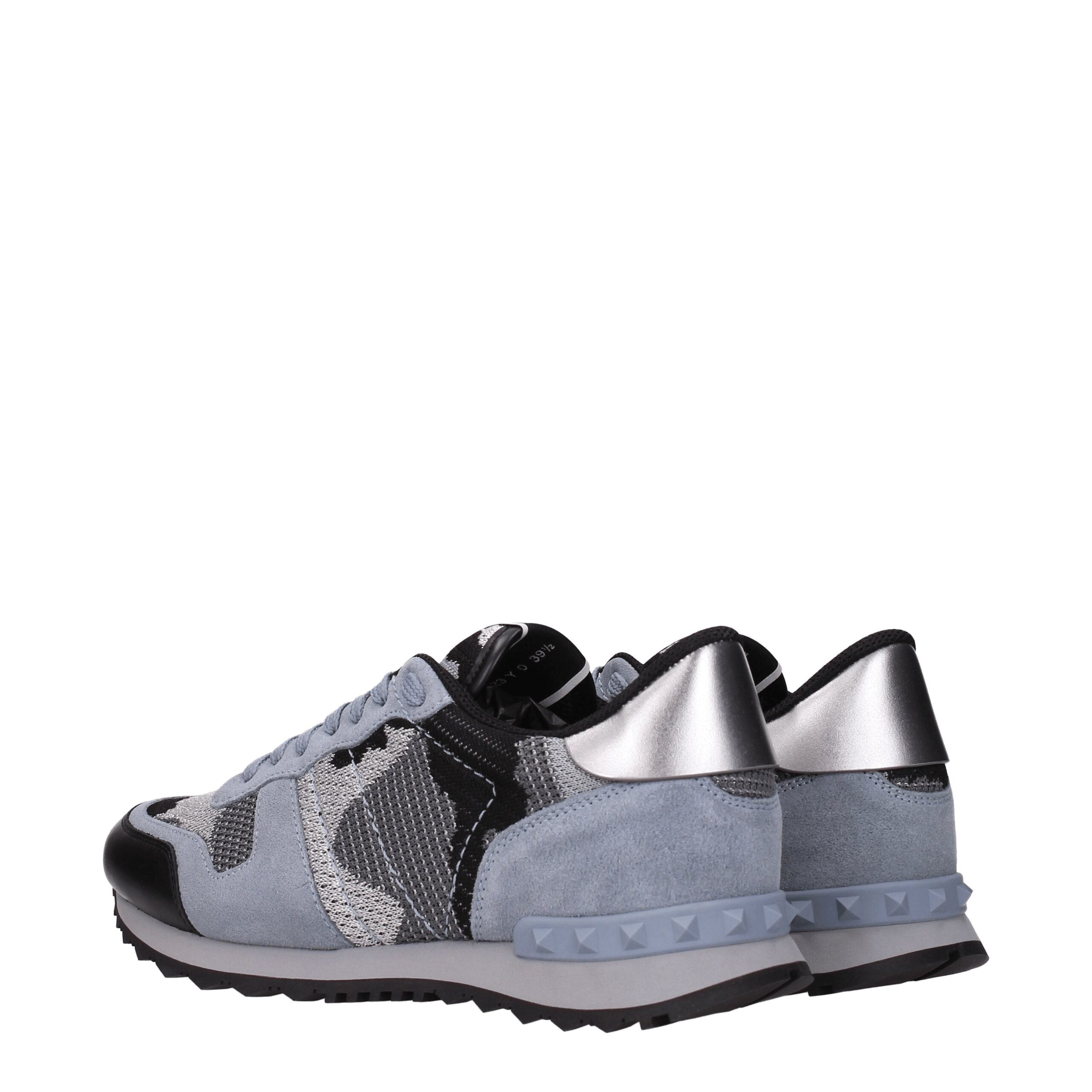 Valentino Garavani Gray Fabric Athletic Sneakers Valentino Garavani