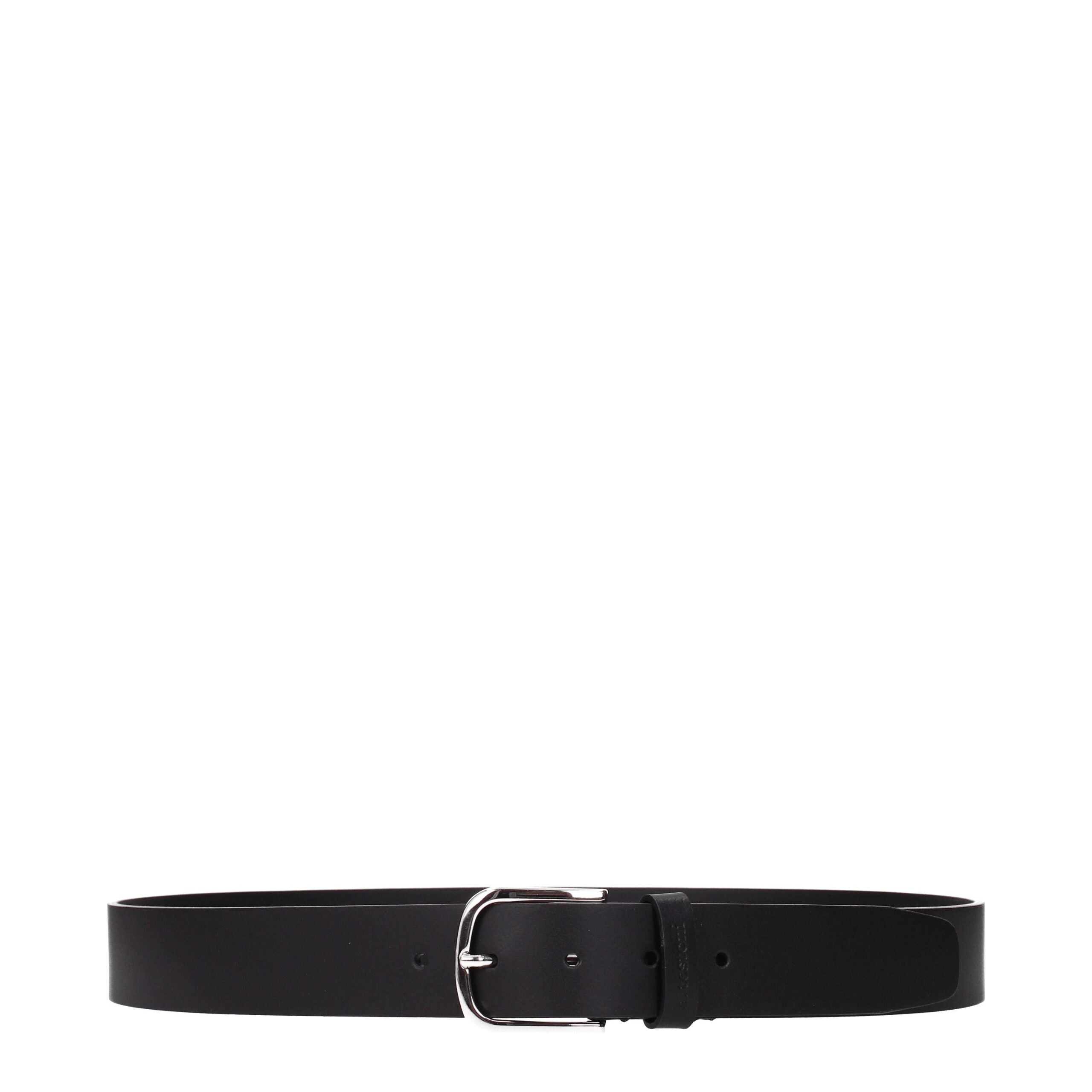Testoni Black Leather Regular Belts Testoni