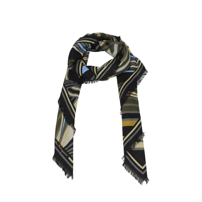Salvatore Ferragamo Black Wool Foulards Salvatore Ferragamo