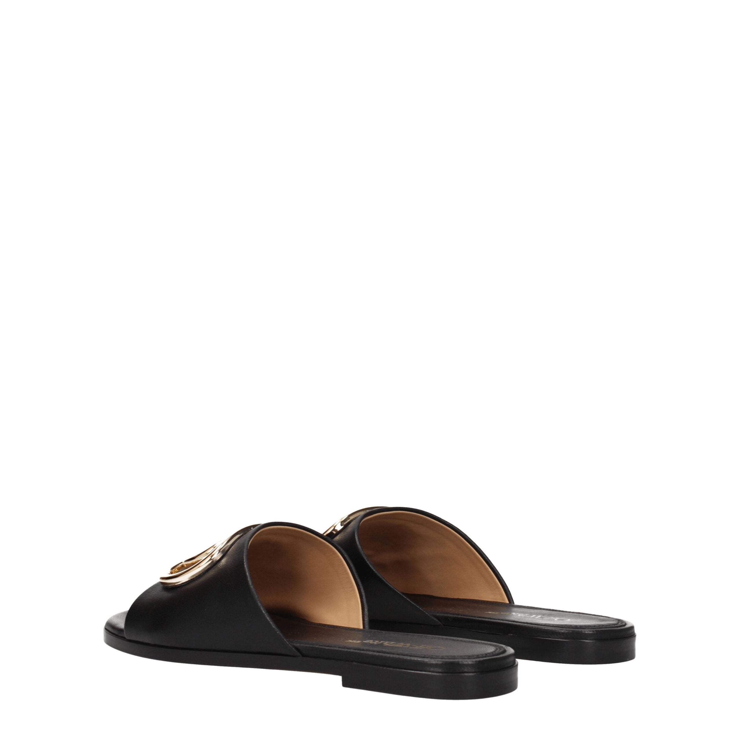 Off-White Black Leather Slippers Sandals Off-White