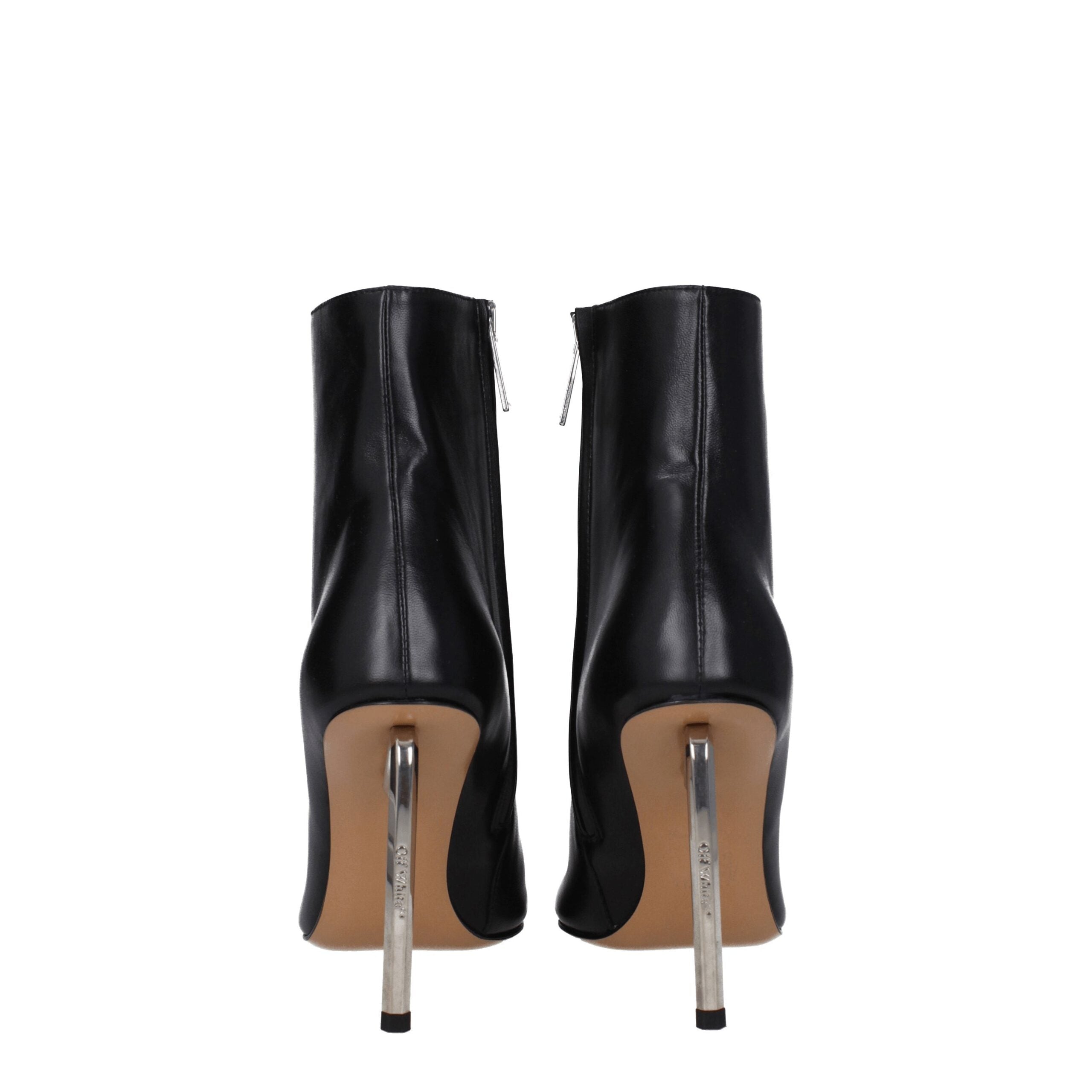 Off-White Black Leather Ankle Boots Off-White