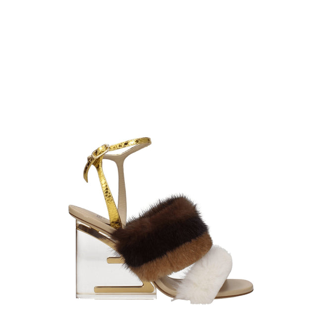 Fendi Brown Mink Strap-Ons Sandals Fendi