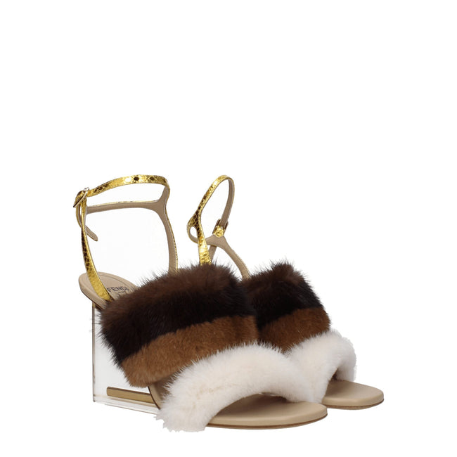 Fendi Brown Mink Strap-Ons Sandals Fendi