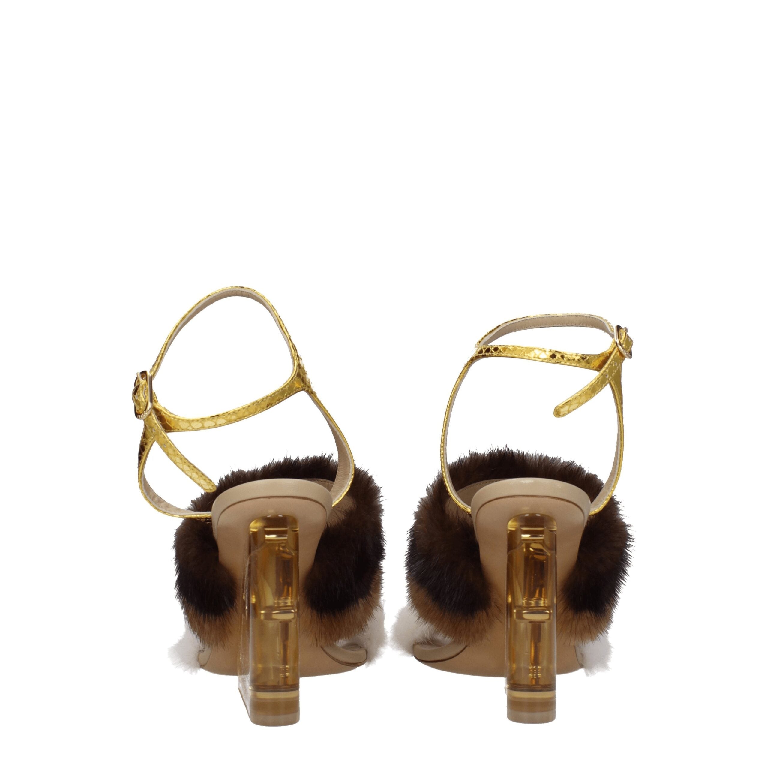 Fendi Brown Mink Strap-Ons Sandals Fendi