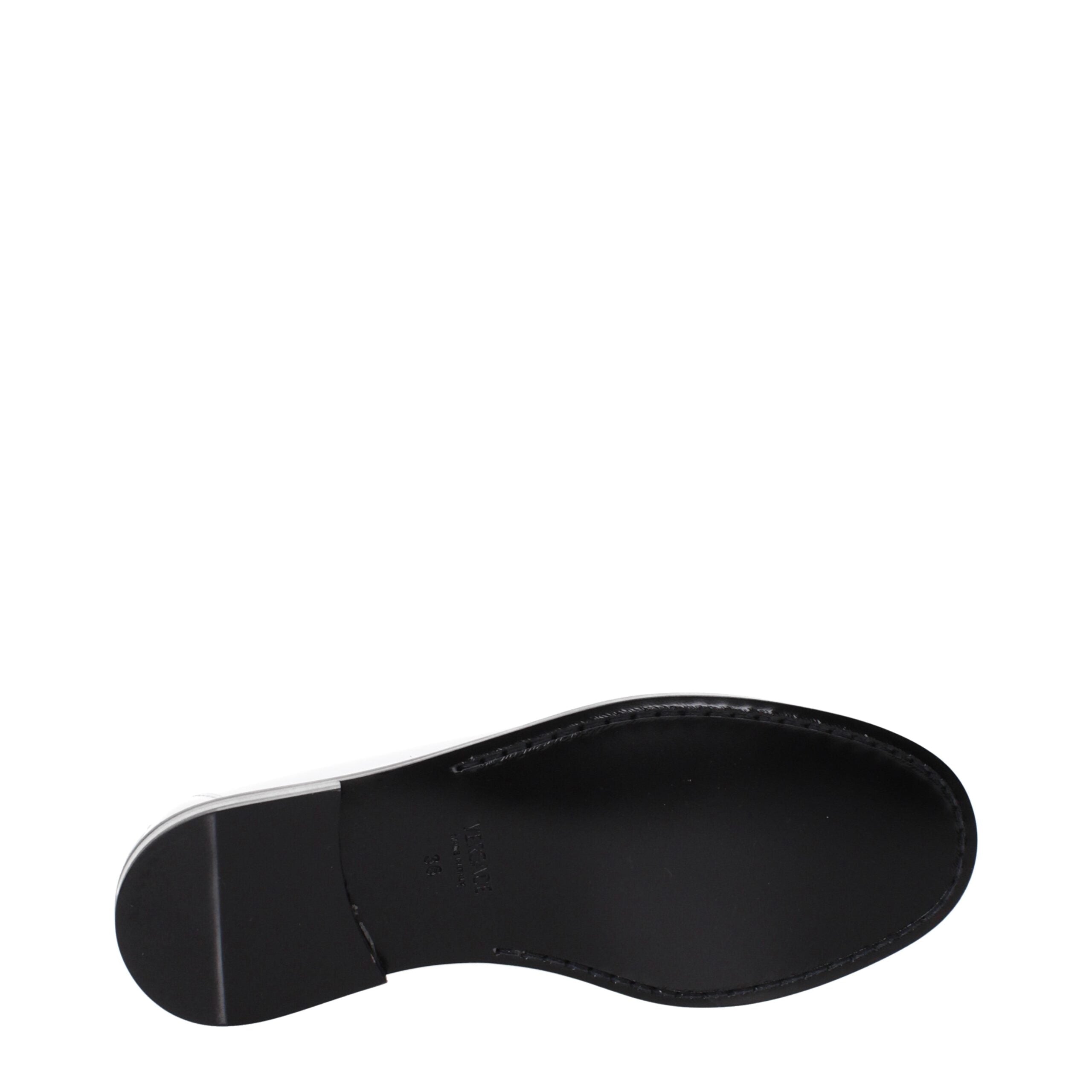 Versace White Leather Slip-On Loafers Versace
