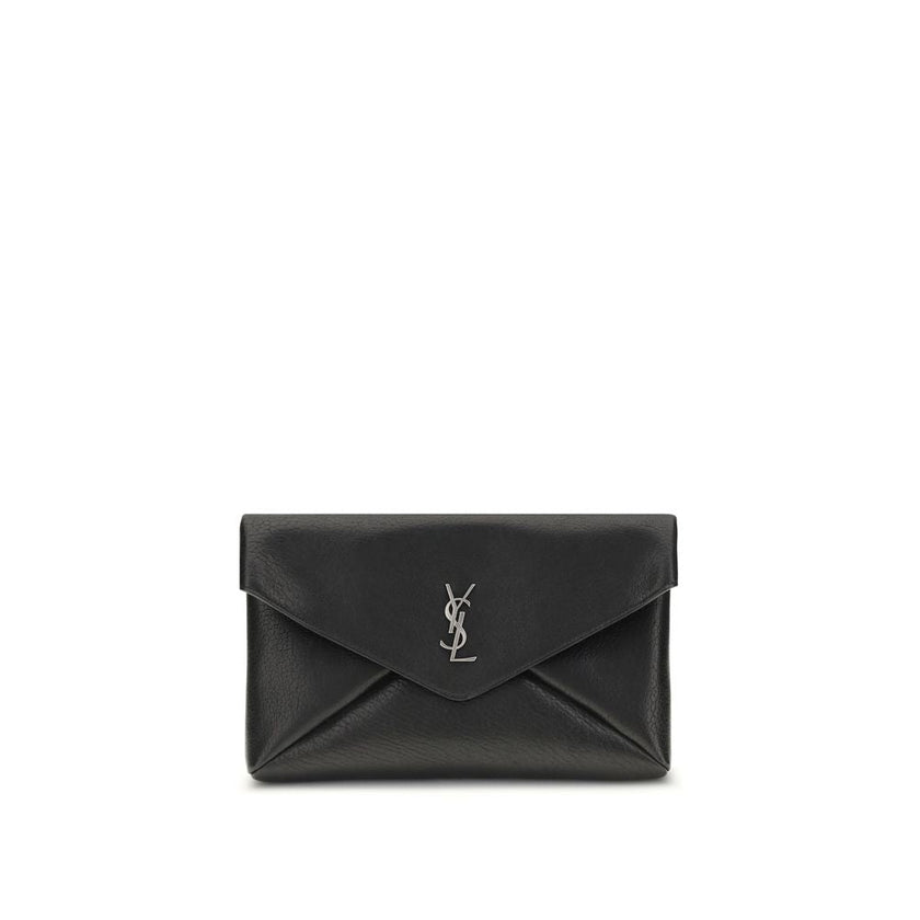 Saint Laurent Black Calf Leather Bos Taurus Clutch Bag Saint Laurent