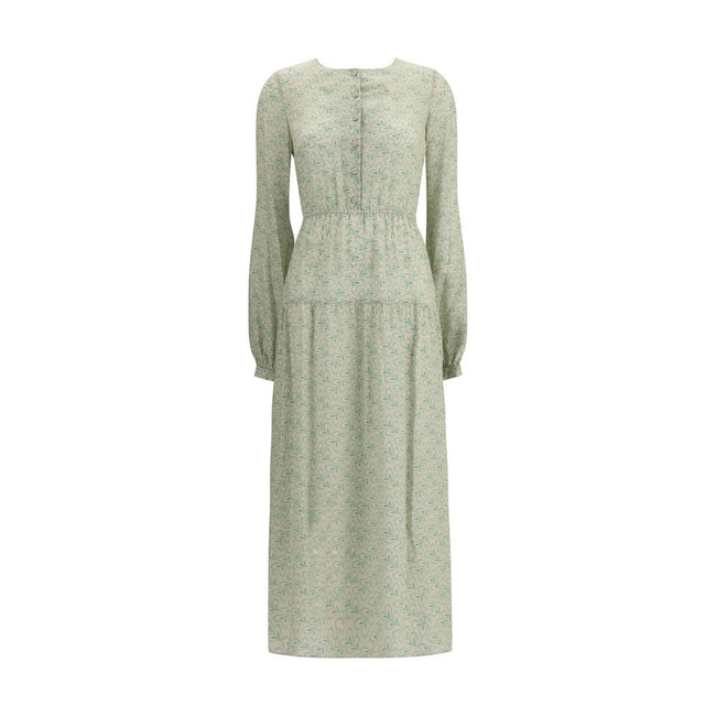 Kristina Ti Silk long Dress with foliage print Kristina Ti