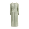Kristina Ti Silk long Dress with foliage print Kristina Ti