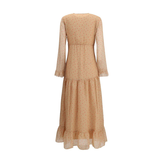Kristina Ti Silk long Dress with rouches Kristina Ti