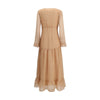 Kristina Ti Silk long Dress with rouches Kristina Ti