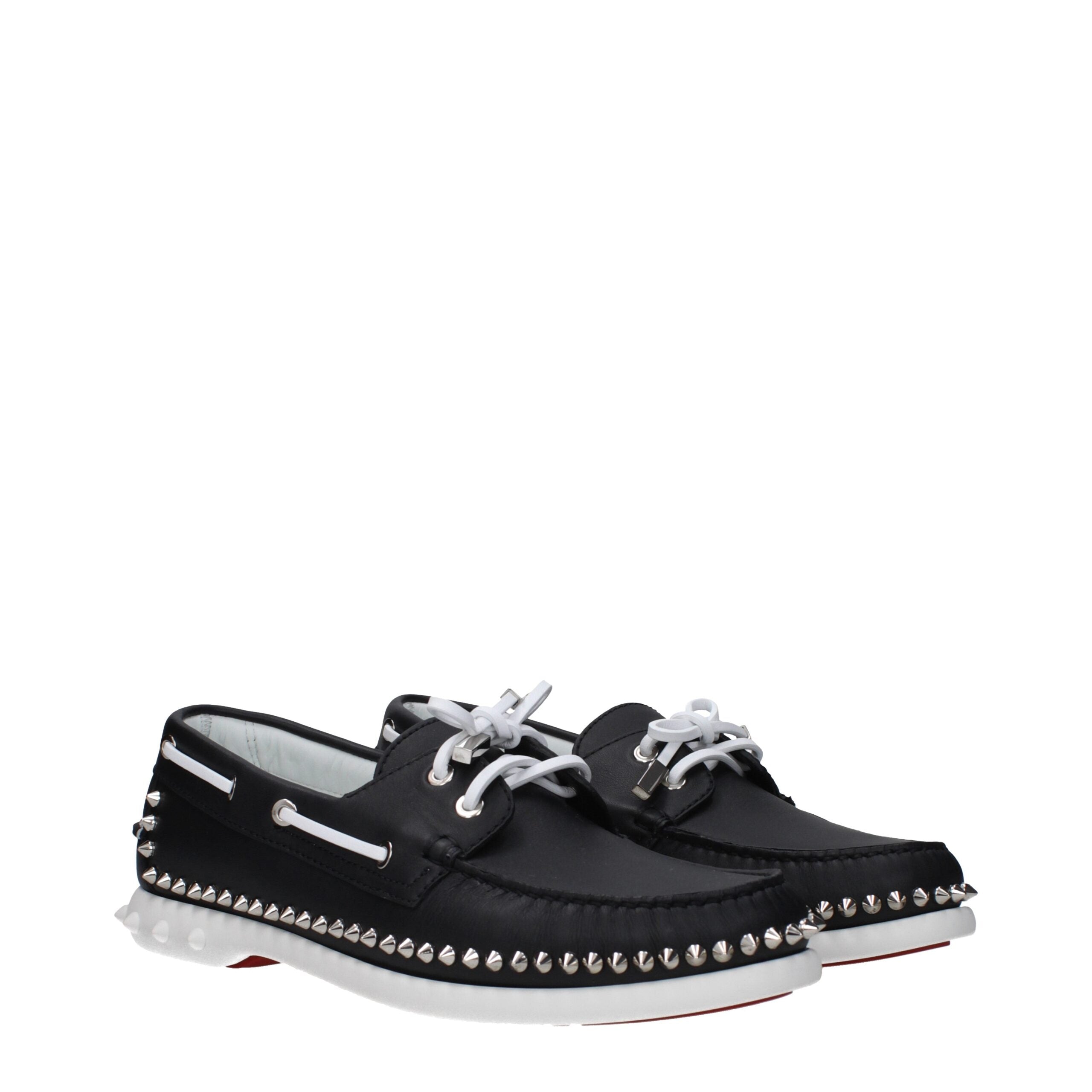 Christian Louboutin Black Leather Slip-On Loafers Christian Louboutin