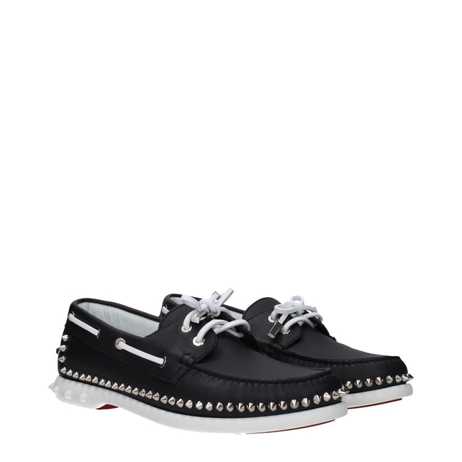 Christian Louboutin Black Leather Slip-On Loafers Christian Louboutin