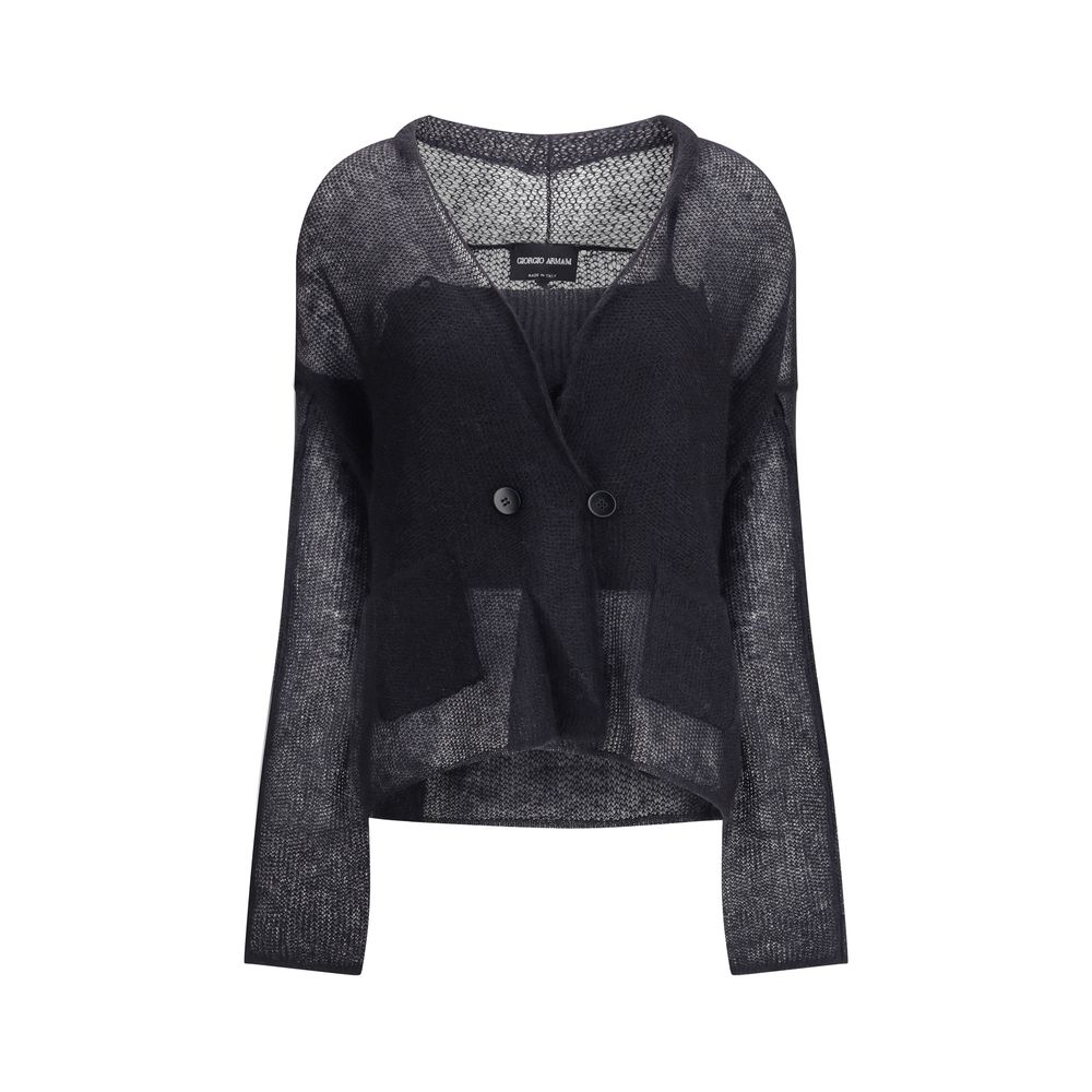 Giorgio Armani Double-breasted cardigan and top in a wool and mohair blend Twin-set Giorgio Armani