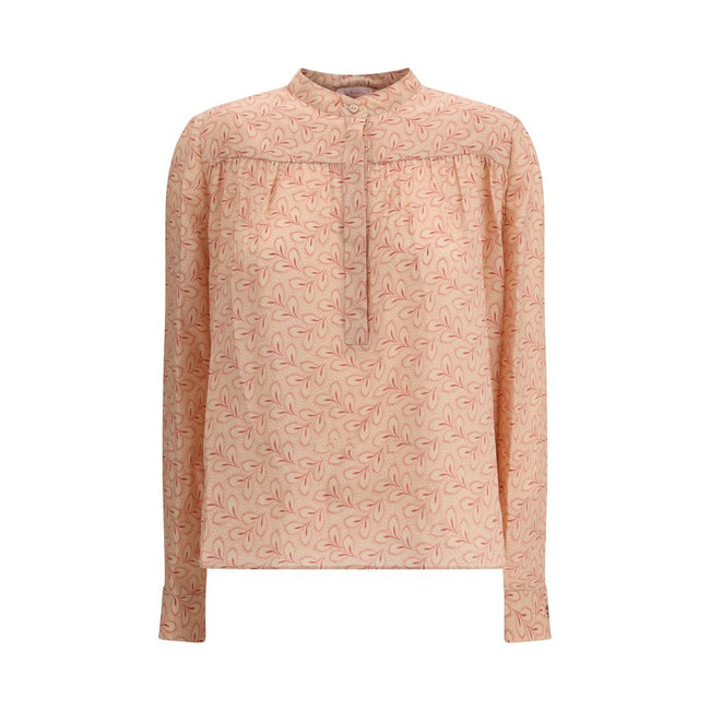Kristina Ti Blouse with foliage print and refined stand-up collar Kristina Ti