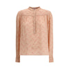 Kristina Ti Blouse with foliage print and refined stand-up collar Kristina Ti
