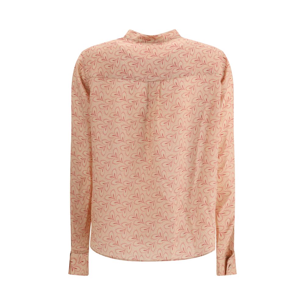 Kristina Ti Blouse with foliage print and refined stand-up collar Kristina Ti