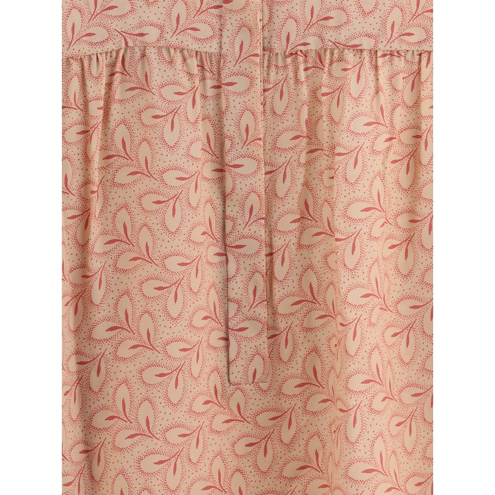Kristina Ti Blouse with foliage print and refined stand-up collar Kristina Ti