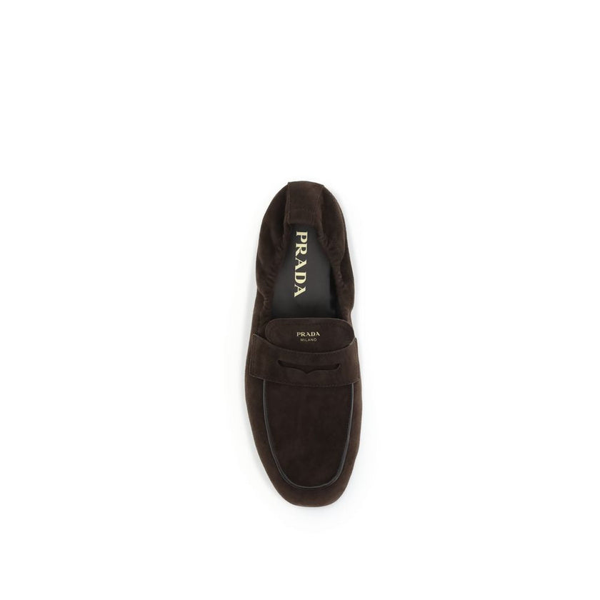Prada Brown Lamb Ovis Aries Aries Slip-On Loafers Prada