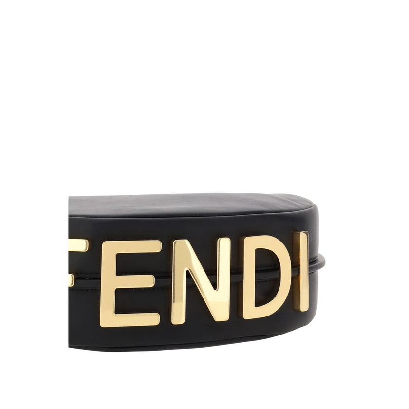 Fendi Black Calf Leather Bos Taurus Shoulder Bag Fendi