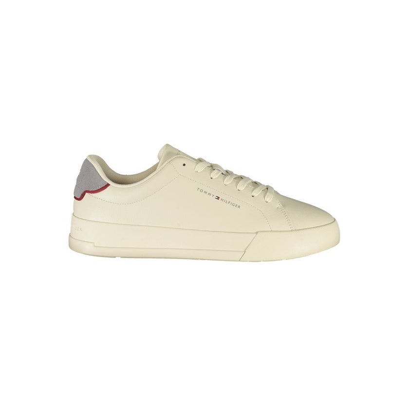 Tommy Hilfiger Beige Leather Men Sneaker Tommy Hilfiger