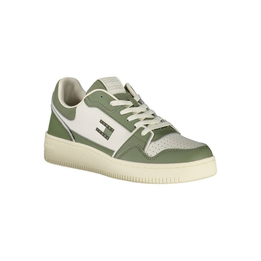Tommy Hilfiger Green Leather Men Sneaker Tommy Hilfiger