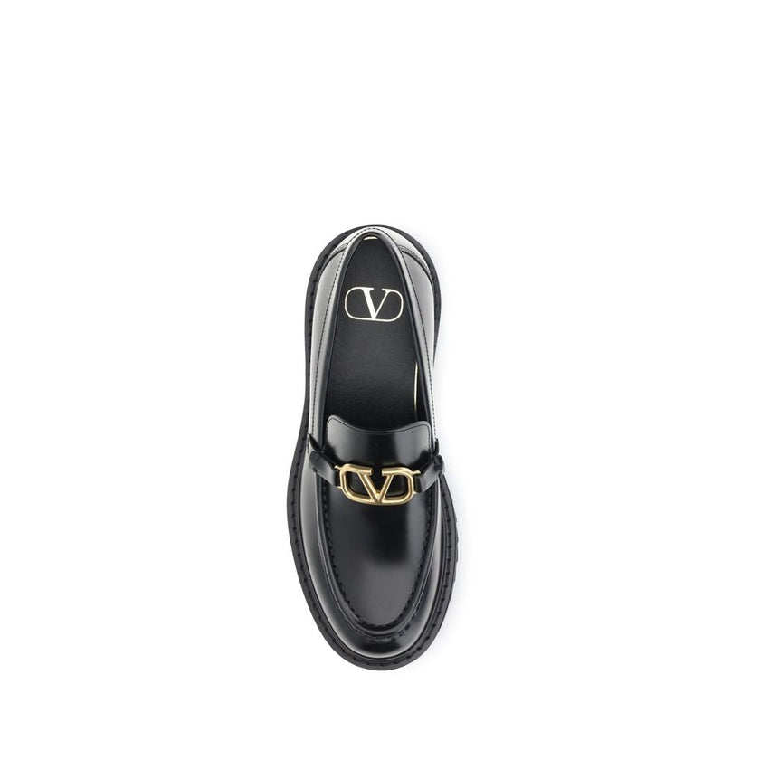 Valentino Garavani Black Leather Slip-On Loafers Valentino Garavani