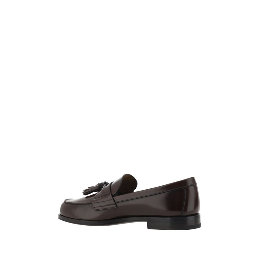 Prada Brown Calf Leather Bos Taurus Slip-On Loafers Prada