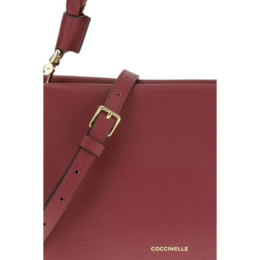 Coccinelle Bordeaux Calf Leather Bos Taurus Shoulder Bag Coccinelle