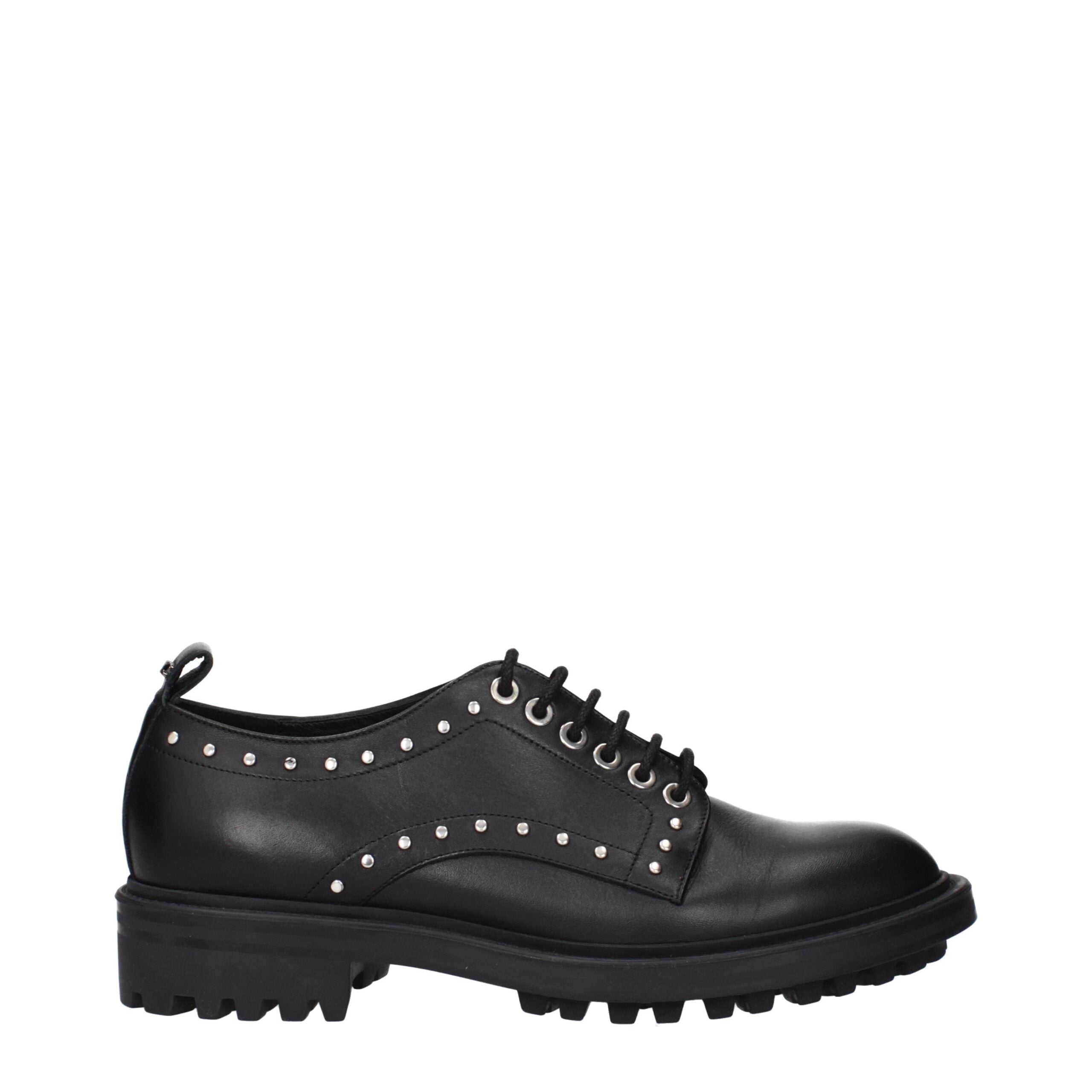 Max Mara Black Leather Oxfords And Derbies Max Mara