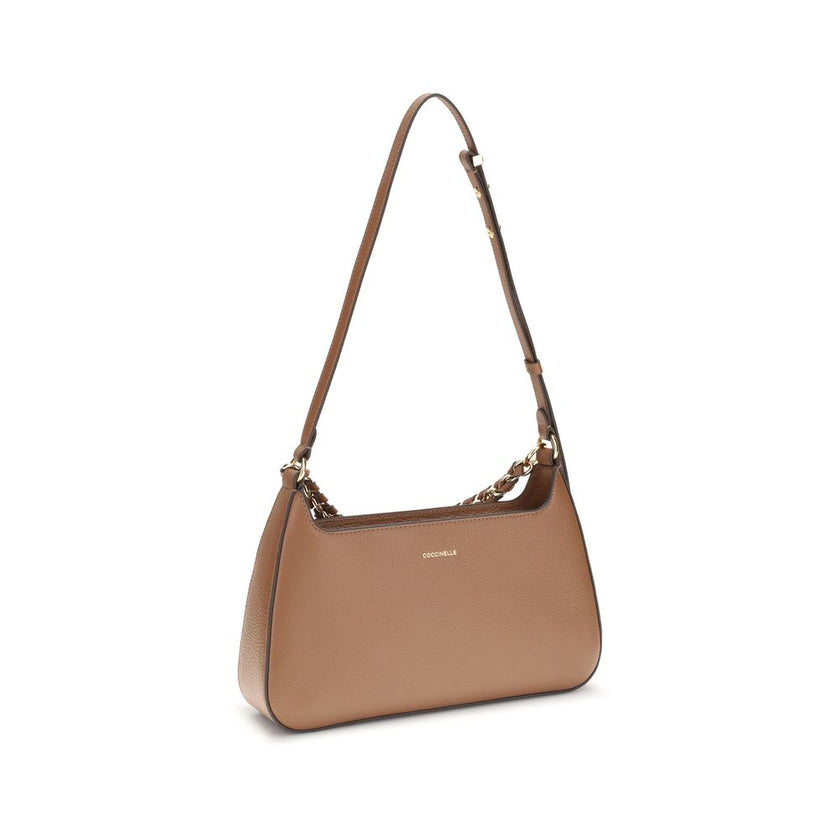 Coccinelle Beige Calf Leather Bos Taurus Shoulder Bag Coccinelle