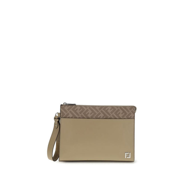 Fendi Leather and FF canvas Clutch Fendi