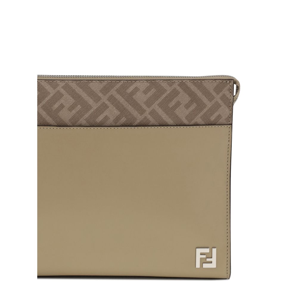 Fendi Leather and FF canvas Clutch Fendi