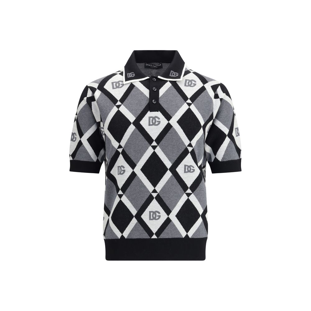 Dolce & Gabbana Diamond knit Polo Sweater Dolce & Gabbana